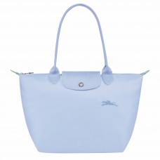 Longchamp Le Pliage Green M Tote Bag Recycled Canvas Sky Blue Women