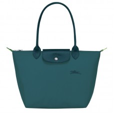 Longchamp Le Pliage Green M Tote Bag Recycled Canvas Peacock Women