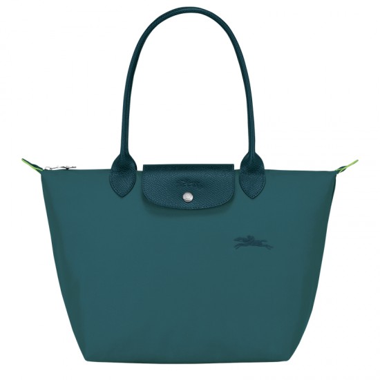 Longchamp Le Pliage Green M Tote Bag Recycled Canvas Peacock Women